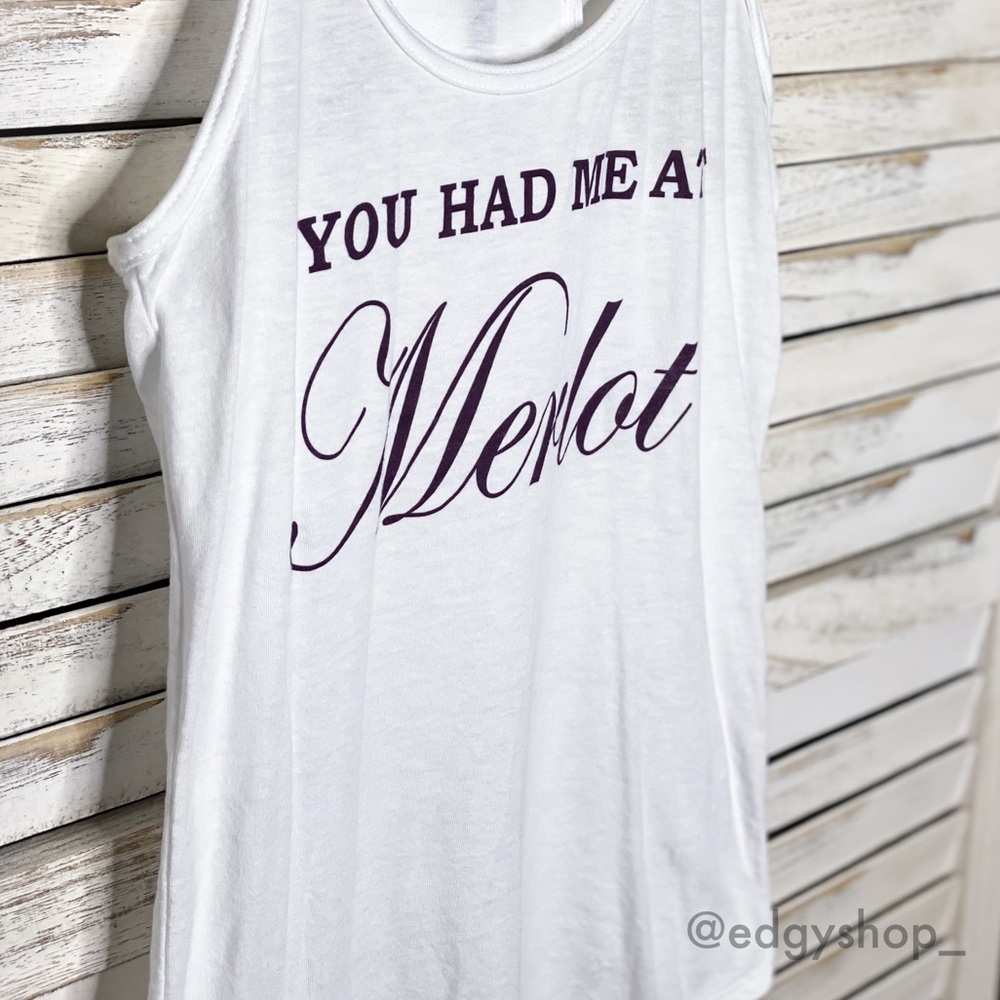 You Had Me At Merlot Graphic Racerback Tank Top - Picture 2 of 5